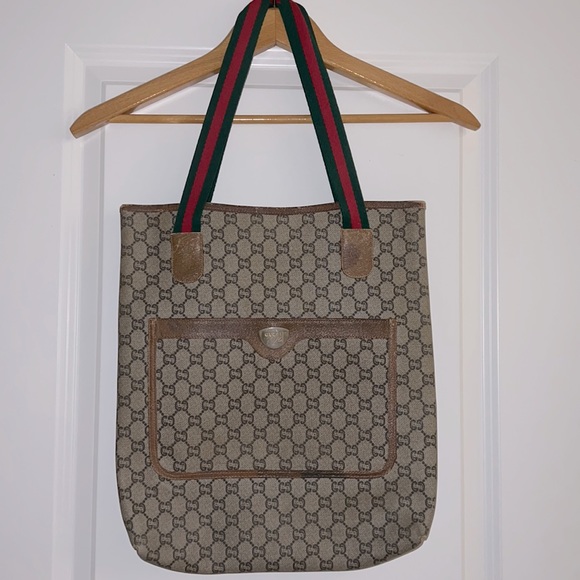 Gucci Bags Authentic Gucci Shoulder Bag Gg Monogram Pvc Canvas Sherry Line Stripe Red Green